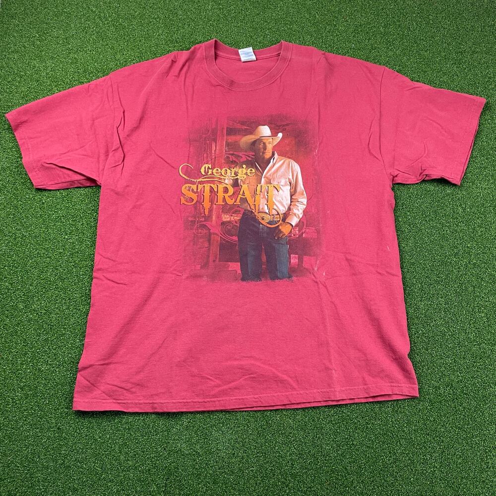 2000s Y2K George Straight Red Country Music Western Wear Graphic T Shirt Sz XXL